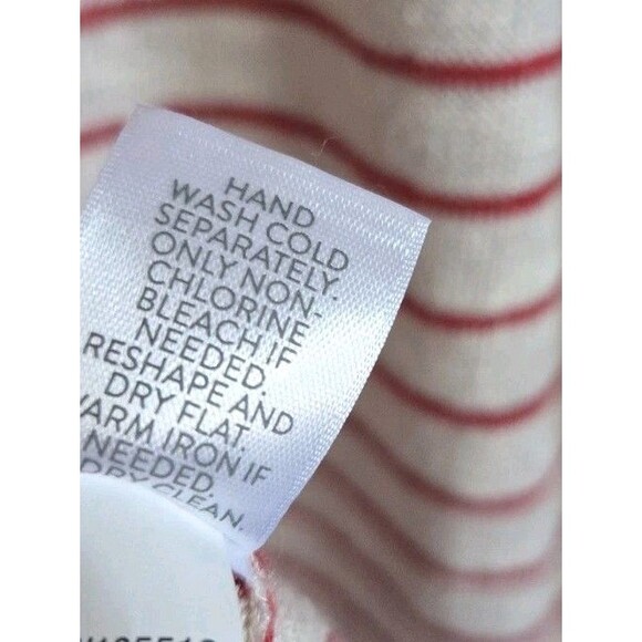 J. Jill Linen Knit Sweater Women's PXL Tan Red Striped  Flounce Sleeve Tunic - Picture 7 of 7